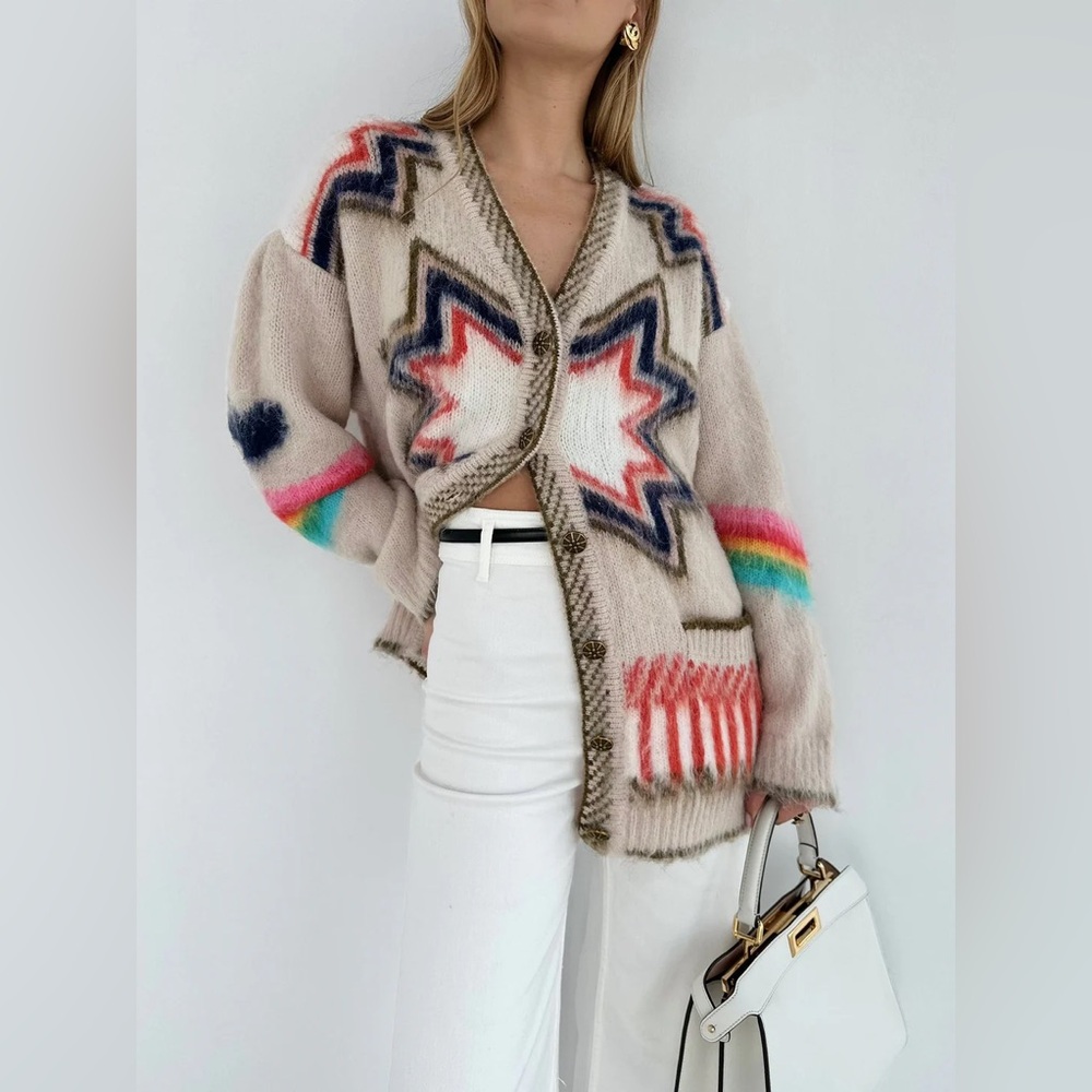 Commense Multicolor Patterned Cardigan